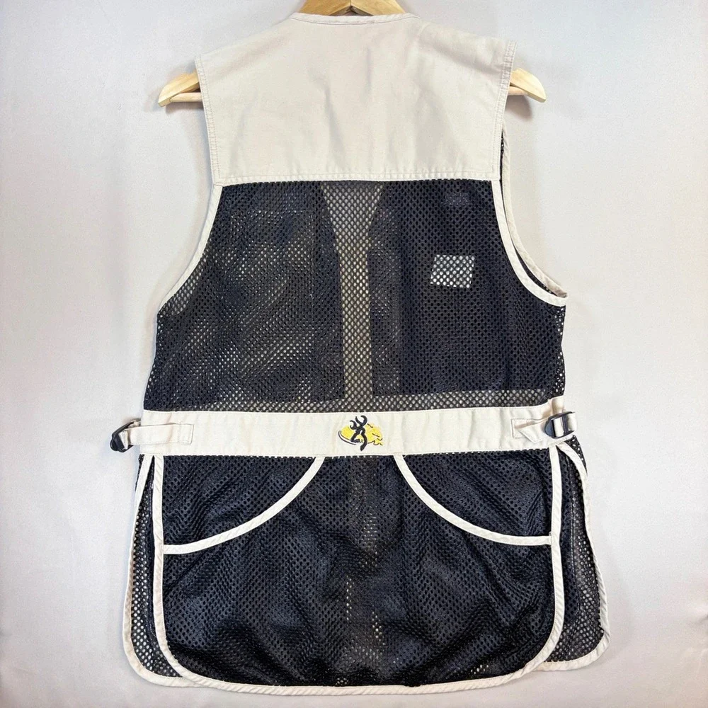 Browning Trapper Creek Shooting Vest Men Small Tan Black Mesh Hunting Clay Sport